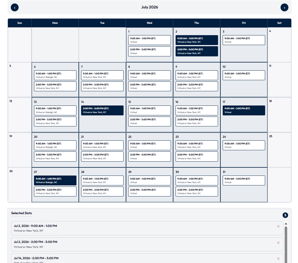 Example image of party's date proposal calendar.